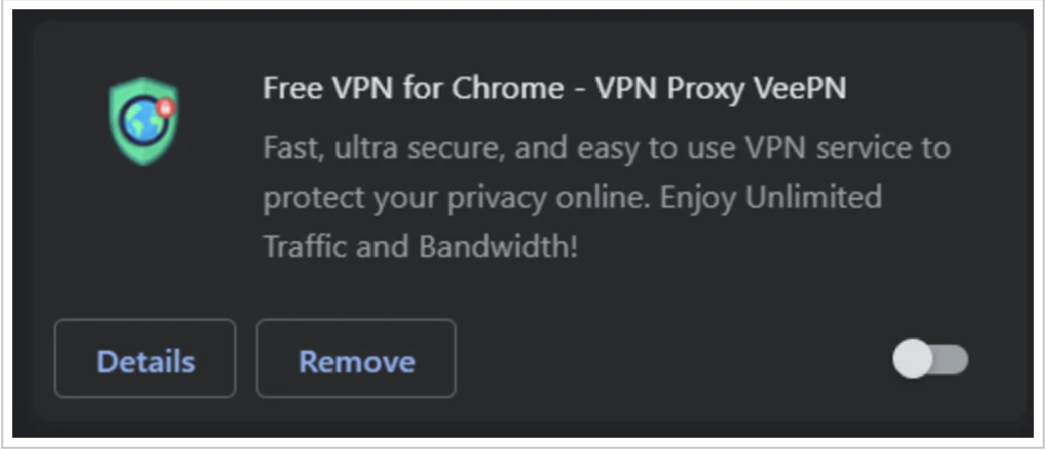 Smodin’s screenshot of a VPN Extension VeePN. 